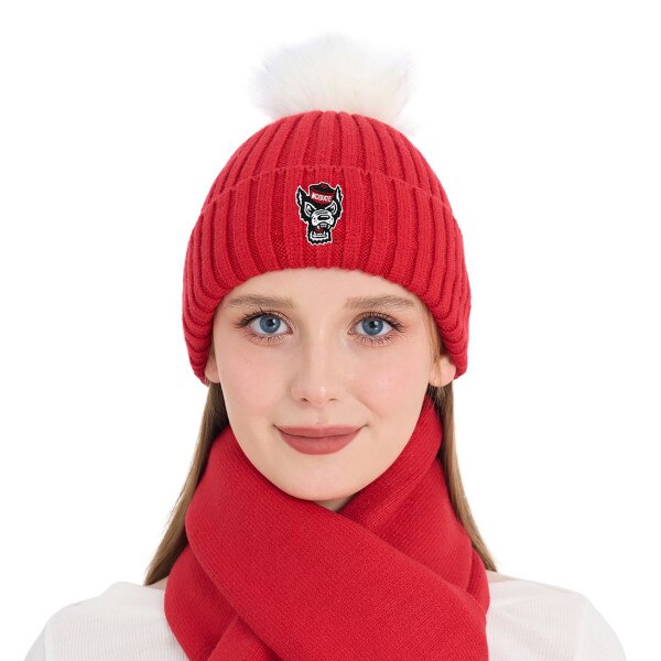 Red Ladies Posh Knit Beanie with Po